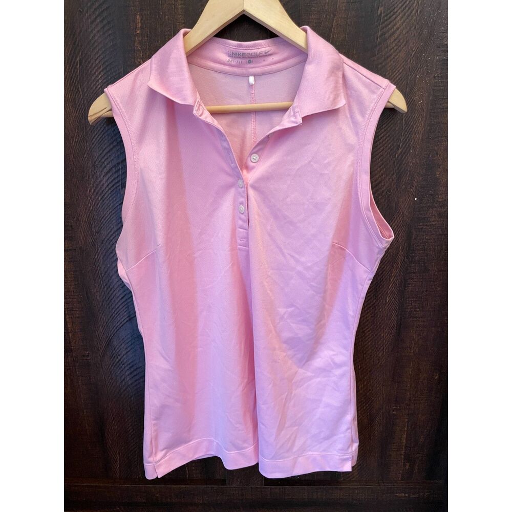 Nike Golf Dri-FIT Sleeveless Polo Top Pink Women’s Size L Athletic Golf Shirt